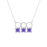 Asfour Crystal Chain Necklace With Three Tenzanite Square Design In 925 Sterling Silver-ND0445-N